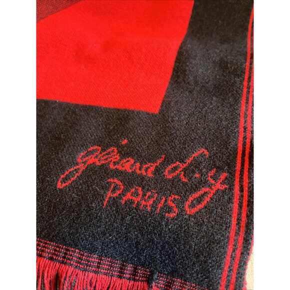 Beautiful Girard d.y PARIS Embroidered Red & Black Acrylic Scarf Made In France - Picture 3 of 11